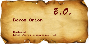 Boros Orion névjegykártya