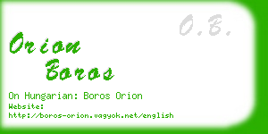 orion boros business card